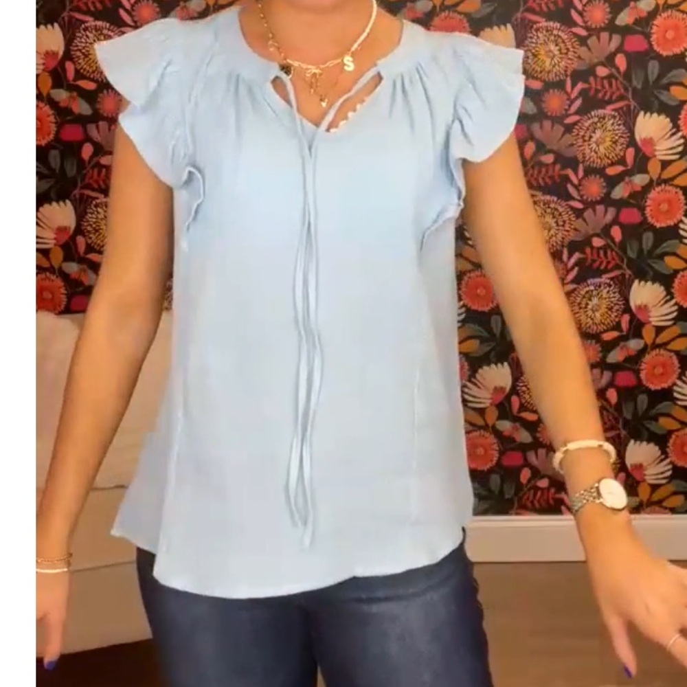 Kelly Green Ruffle Blouse - Picture 4 of 5